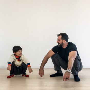 5 Strategies to Make Training with Your Kids Fun and Effective... for Both of You 4 Ryan Hurst teaching his son how to do a squat technique