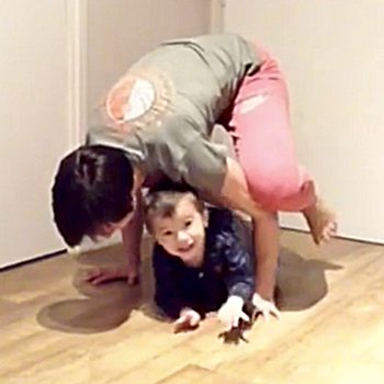 Amanda and son exercising with Elements