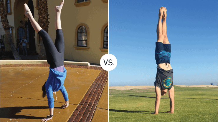3 Ways to Know You're Actually Getting Stronger with Bodyweight Exercises 5 comparison of a good vs bad handstand
