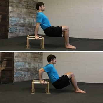 Build Up Your Bent Arm Strength With Parallettes Push Ups & Dips 4 Jeff doing a dip exercise on parallettes