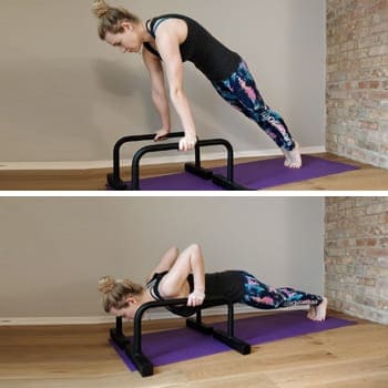 Build Up Your Bent Arm Strength With Parallettes Push Ups & Dips 3 Verity doing push up exercise on parallettes