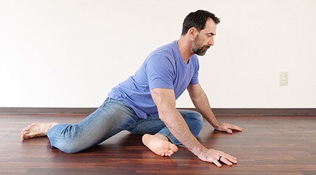 Ryan doing a hip stretch