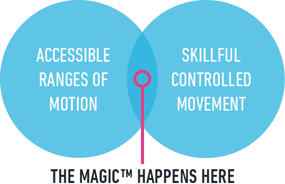 Venn diagram showing the combination of accessible ranges of motion and skillful controlled movement