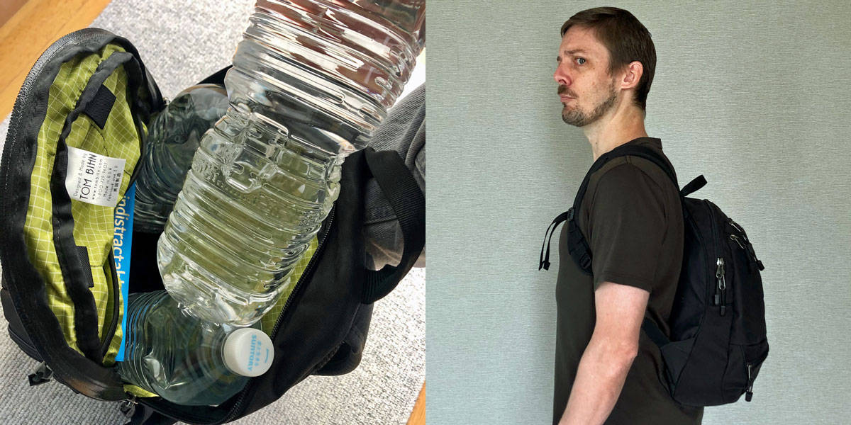 loading up a backpack to carry for exercise