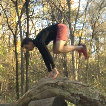 GMB Elements client Garder vaulting over a fallen tree