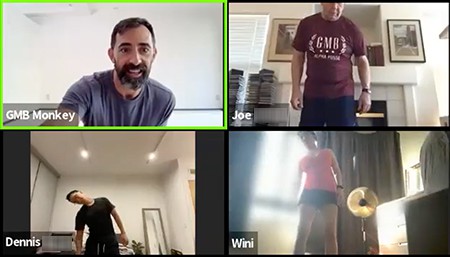 Screenshot of our head coach, Ryan, giving feedback to clients on a live video call