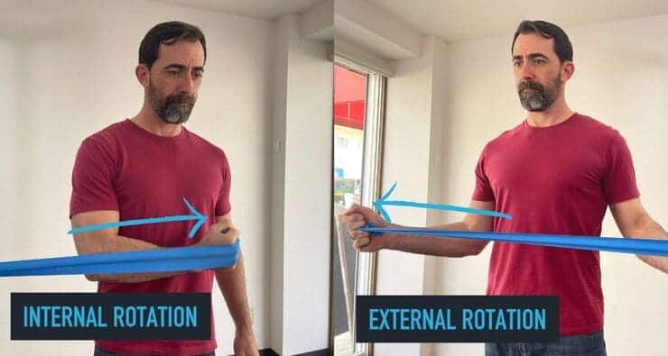Shoulder Prehab that Wonât Bore You to Tears: 3 Alternatives to Band Pulls 2 internal external band rotation shoulder prehab