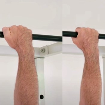 gripping a pull-up bar with overhand and standards grips