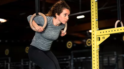 GMB Trainer Leah LeVine demonstrating the Muscle-Up transition